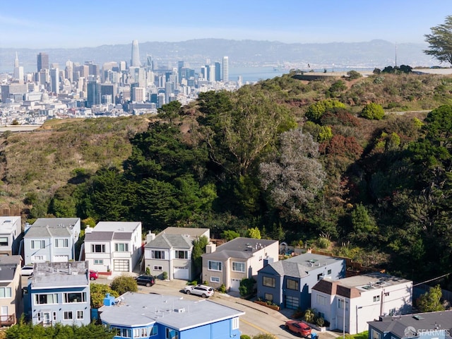 aerial view with a mountain view