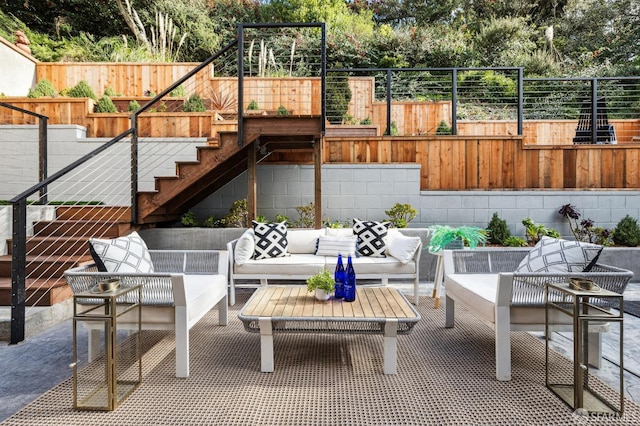 view of patio / terrace featuring an outdoor living space