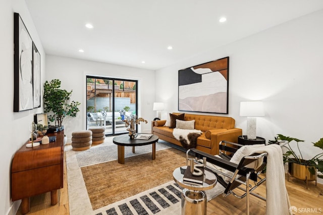 living room with light wood-type flooring