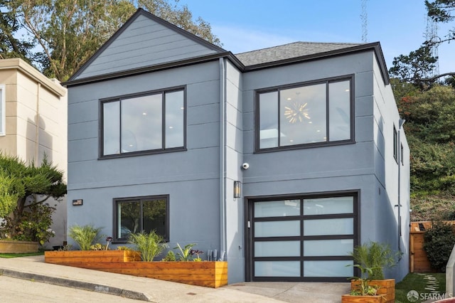 contemporary home with a garage