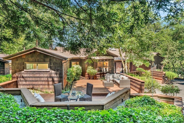 35 Ardilla Rd, Orinda, CA 94563 - wooden deck featuring an outdoor hangout area