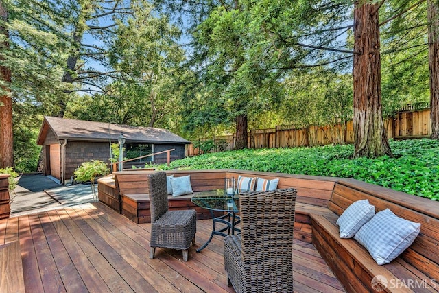 35 Ardilla Rd, Orinda, CA 94563 - deck featuring a fenced backyard, an outdoor hangout area, and view of scattered trees