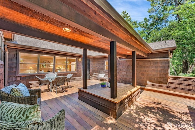 35 Ardilla Rd, Orinda, CA 94563 - wooden terrace with outdoor dining area