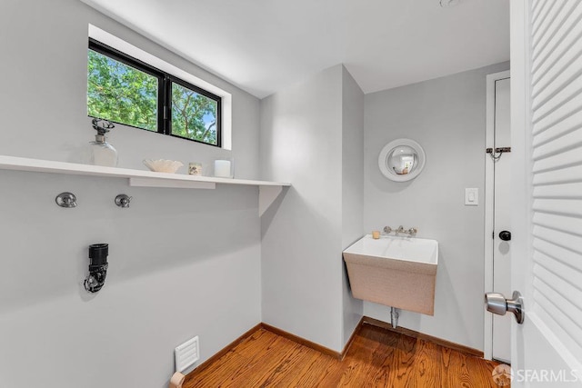35 Ardilla Rd, Orinda, CA 94563 - bathroom featuring baseboards and wood finished floors