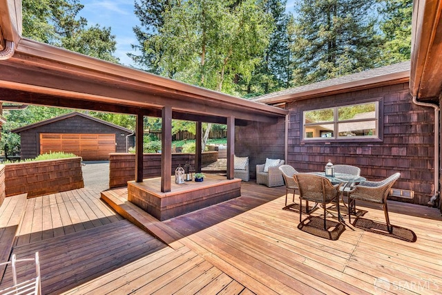 35 Ardilla Rd, Orinda, CA 94563 - deck featuring outdoor dining space, an outdoor living space, and an outdoor structure