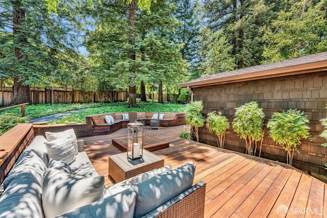 35 Ardilla Rd, Orinda, CA 94563 - deck featuring an outdoor living space and a fenced backyard