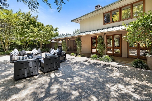 view of patio featuring french doors and outdoor lounge area