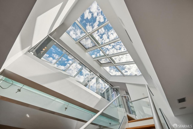 interior details featuring a skylight