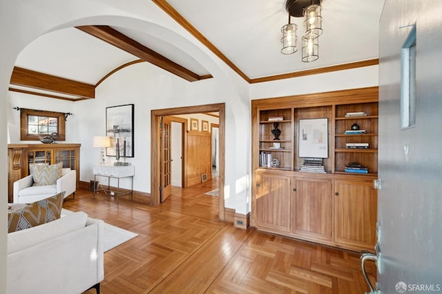 living room with light parquet flooring