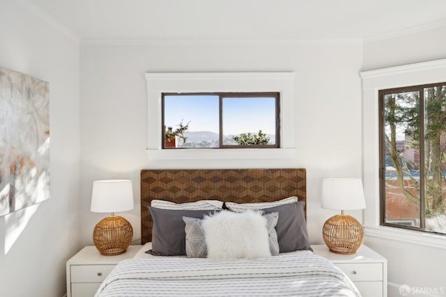 bedroom featuring ornamental molding