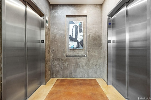 interior space with elevator