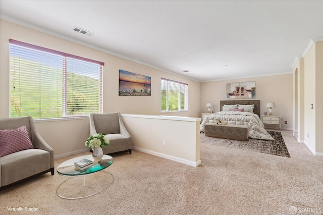 3642 Mallard Way, Antioch, CA 94509 - bedroom with baseboards, visible vents, carpet flooring, and crown molding