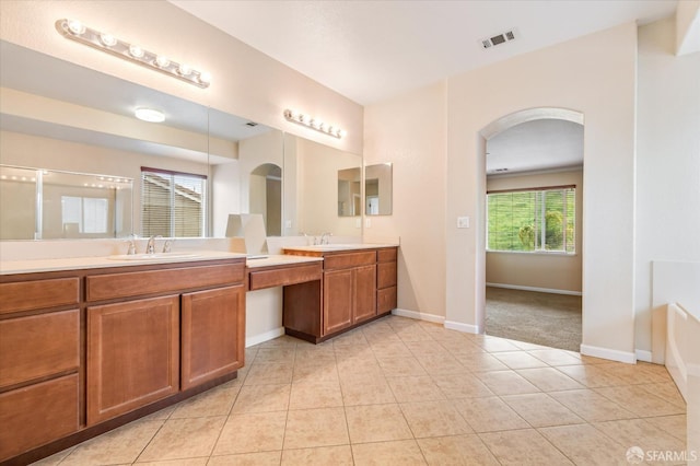 3642 Mallard Way, Antioch, CA 94509 - full bath with tile patterned floors, visible vents, a sink, baseboards, and two vanities