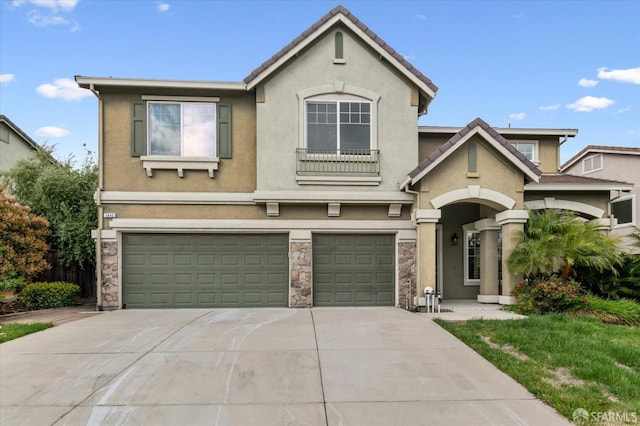 3642 Mallard Way, Antioch, CA 94509 - traditional home with stucco siding, an attached garage, a tile roof, concrete driveway, and stone siding
