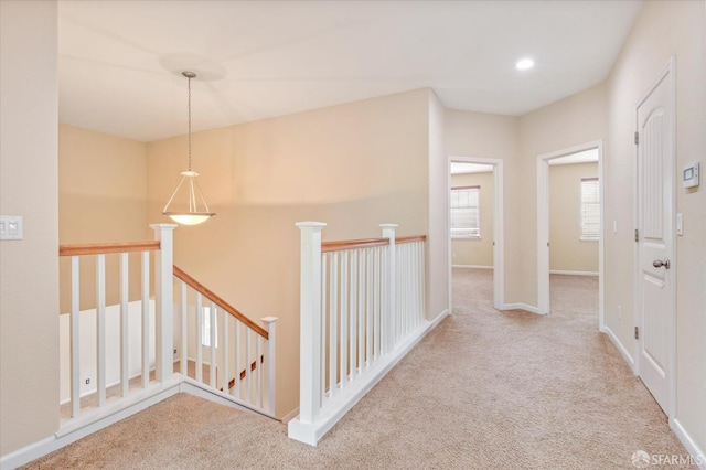 3642 Mallard Way, Antioch, CA 94509 - hallway with baseboards, carpet flooring, and an upstairs landing