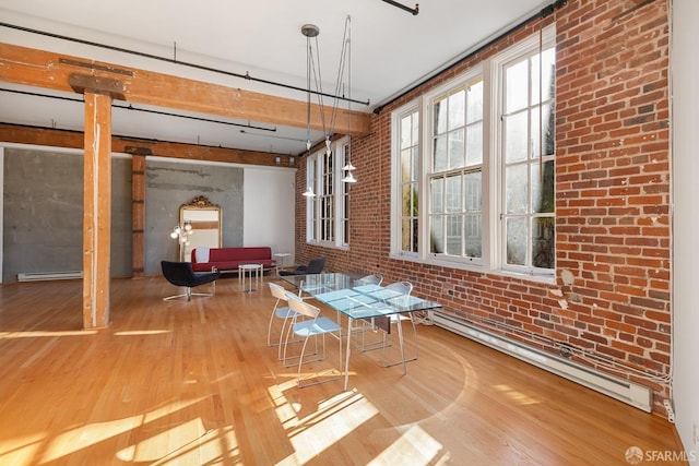 interior space with a baseboard heating unit