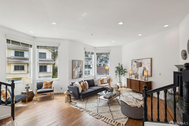 302 Warren Dr, San Francisco, CA 94131 - living room with wood finished floors, recessed lighting, and crown molding