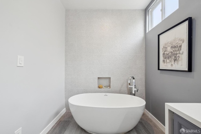302 Warren Dr, San Francisco, CA 94131 - full bath featuring a soaking tub, wood finished floors, and vanity