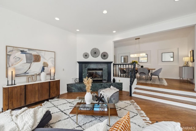302 Warren Dr, San Francisco, CA 94131 - living room with wood finished floors, recessed lighting, and a fireplace