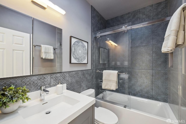 302 Warren Dr, San Francisco, CA 94131 - full bath with vanity, shower / bath combination with glass door, and tile walls