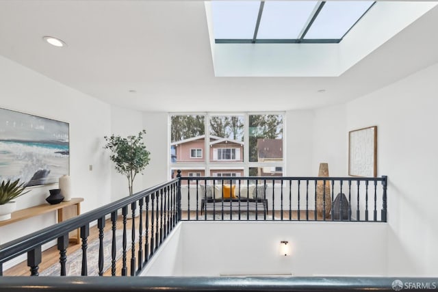302 Warren Dr, San Francisco, CA 94131 - hall featuring a skylight, an upstairs landing, and recessed lighting