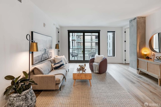 living room featuring light hardwood / wood-style flooring