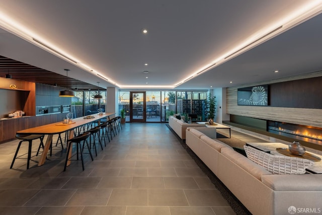 interior space featuring tile patterned flooring