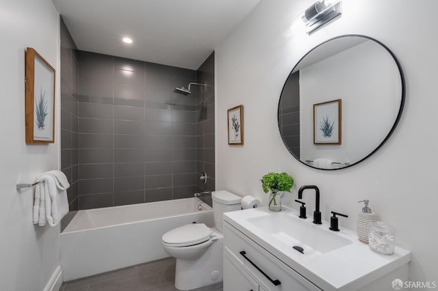 2486 Fulton St, San Francisco, CA 94118 - full bathroom featuring vanity, toilet, tile patterned floors, shower / washtub combination, and recessed lighting