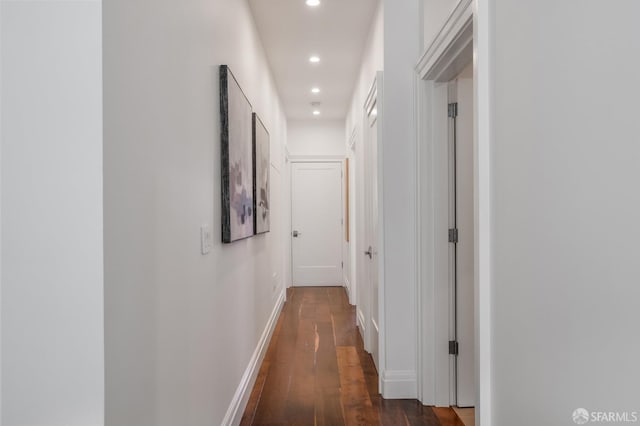 2486 Fulton St, San Francisco, CA 94118 - hall with recessed lighting, dark wood-type flooring, and baseboards