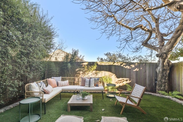 exterior space featuring an outdoor living space