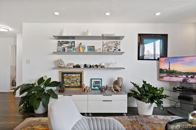 living room featuring dark hardwood / wood-style floors