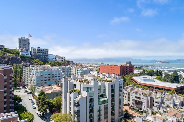 drone / aerial view featuring a city view