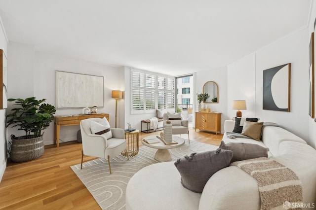 living room with light wood-type flooring