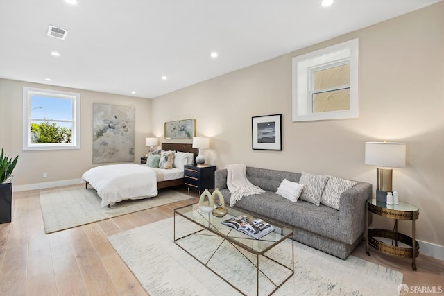 bedroom featuring light hardwood / wood-style flooring