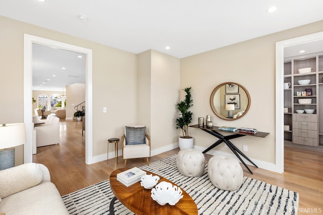 living room featuring light hardwood / wood-style flooring