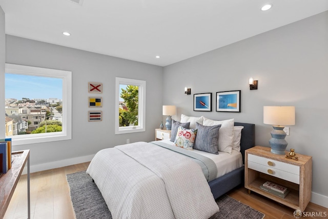 bedroom featuring light hardwood / wood-style flooring