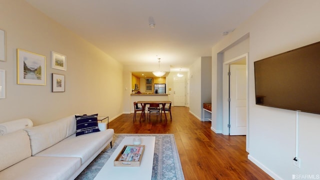 living room with wood-type flooring