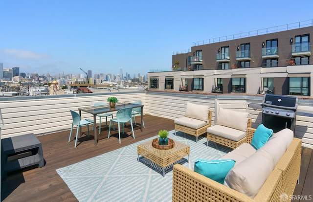 3310 19th St Unit 303, San Francisco, CA 94110 - view of patio / terrace featuring outdoor lounge area, grilling area, and a view of skyline
