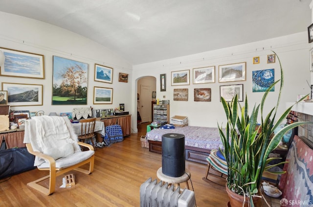 2065-2067 Turk Blvd, San Francisco, CA 94115 - office area with arched walkways, light wood-type flooring, and lofted ceiling