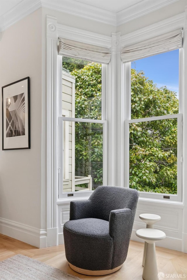 2531 Gough St, San Francisco, CA 94123 - living area featuring crown molding and light wood-style floors