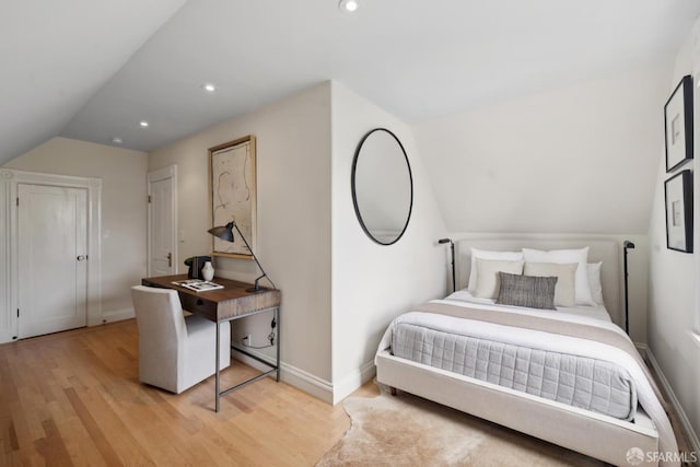 2531 Gough St, San Francisco, CA 94123 - bedroom with light wood finished floors, lofted ceiling, and recessed lighting
