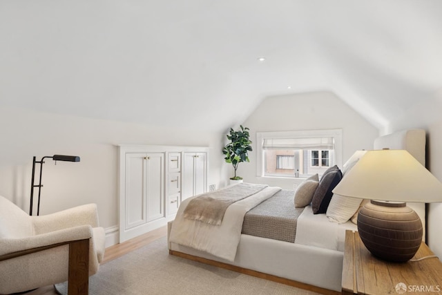 2531 Gough St, San Francisco, CA 94123 - bedroom featuring lofted ceiling, light wood-style flooring, and recessed lighting