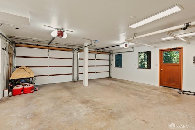 garage with a garage door opener