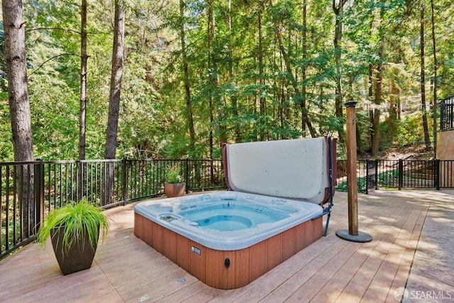 view of patio featuring a wooden deck