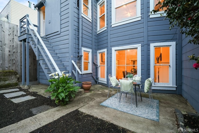 view of patio with stairway