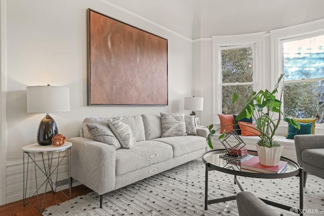 living area featuring wood finished floors