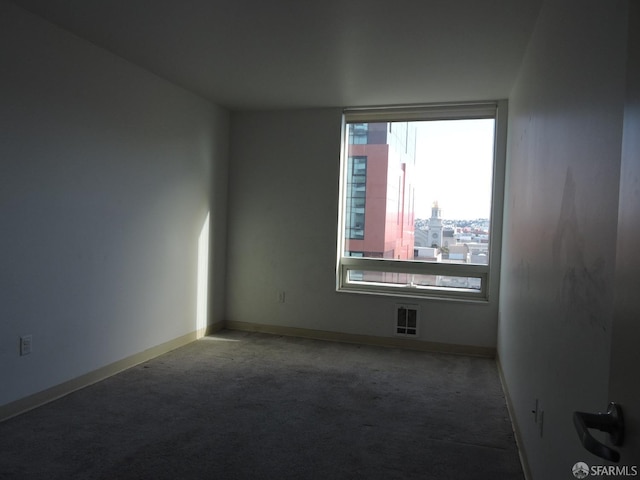 unfurnished room featuring a wealth of natural light and carpet flooring