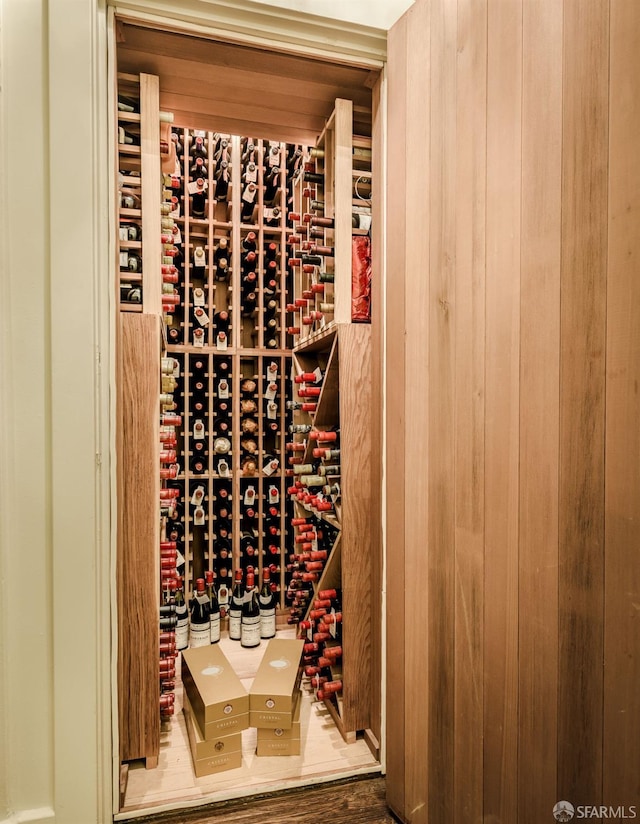 view of wine cellar