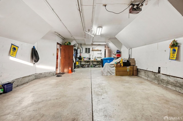 garage with a garage door opener