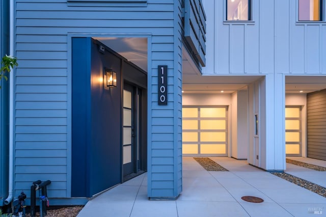 entrance to property with board and batten siding